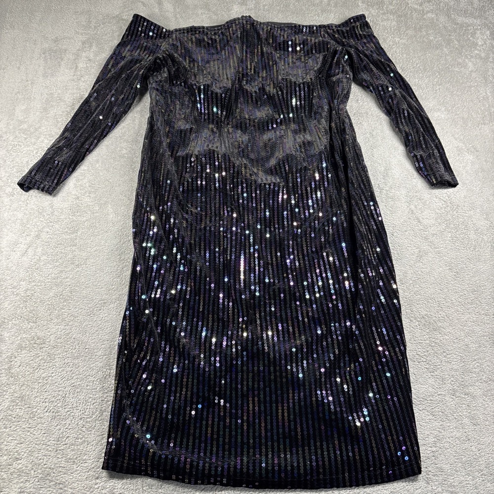 New York & Company Gabrielle Union Black Long Sleeve Sequin Dress Size 1